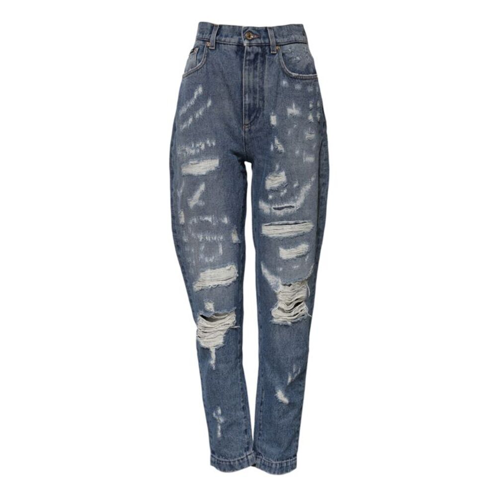 Dolce & Gabbana Blue Distressed Cotton AMBER Denim Women's Jeans